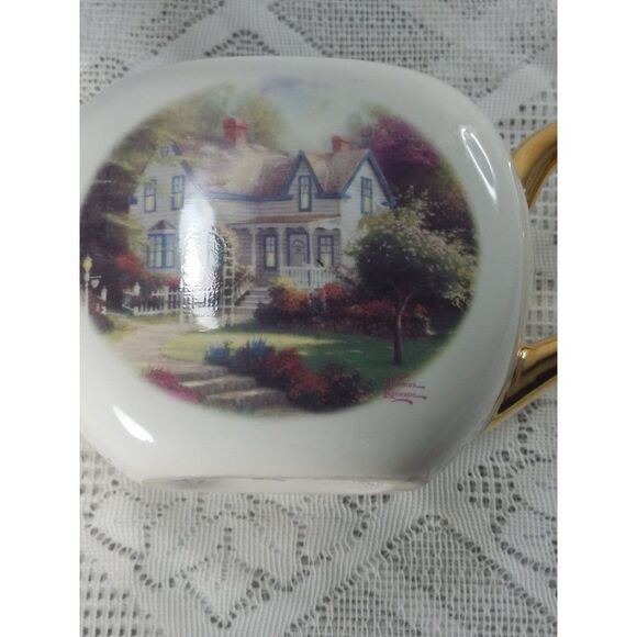 VTG Thomas Kinkade Teapot "Home Is Where The Heart Is II" CottageCore  Chic Deco - Picture 10 of 12